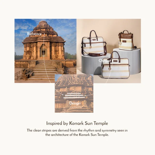 Lazy Stripes Laptop Bag - Brown Leather Base Support - Image 5