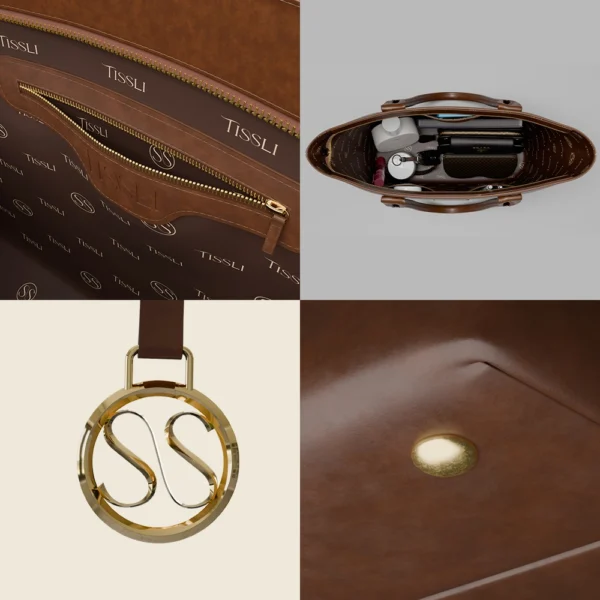 Luxury handwoven rug tote bag with premium leather accents and artisanal geometric patterns by Tissli.